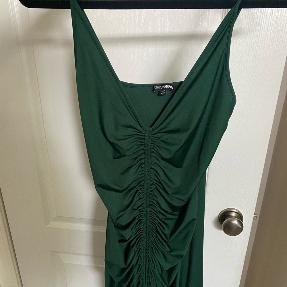Green silk dress